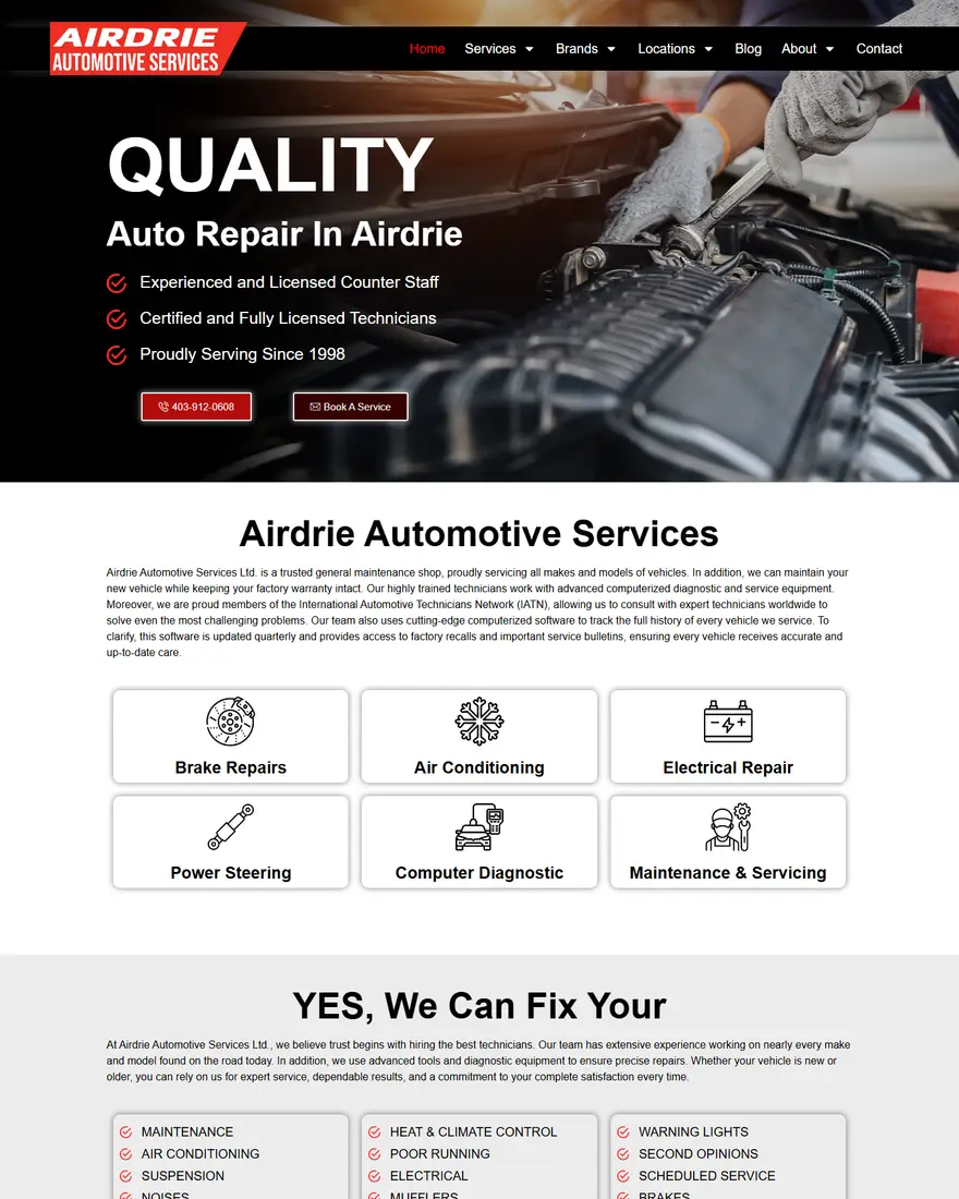 Airdrie Automotive Services website by Two Trees Studio