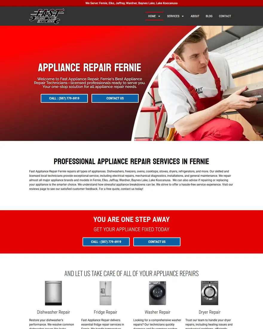 Appliance Repair Fernie website by Two Trees Studio
