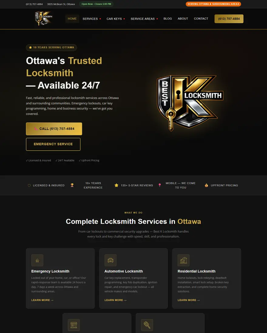 Best K Locksmith website by Two Trees Studio