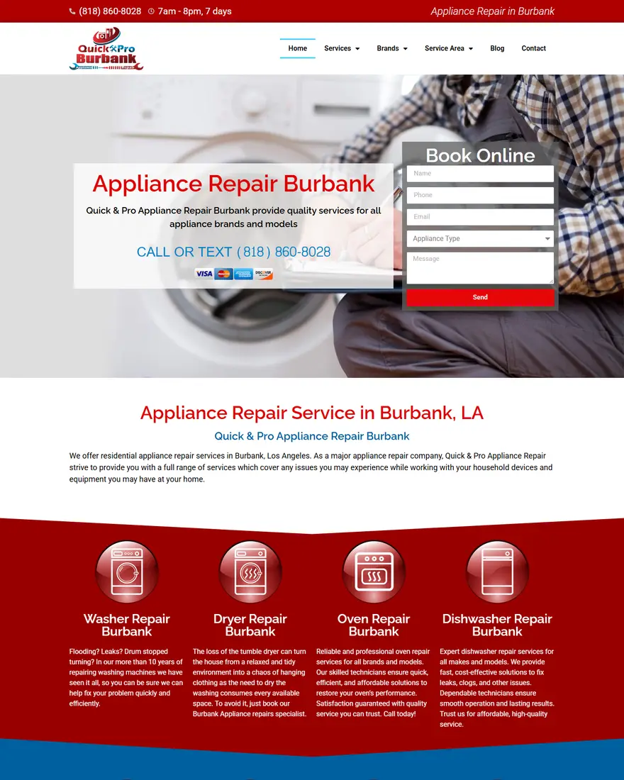 Quick & Pro Appliance Repair website by Two Trees Studio