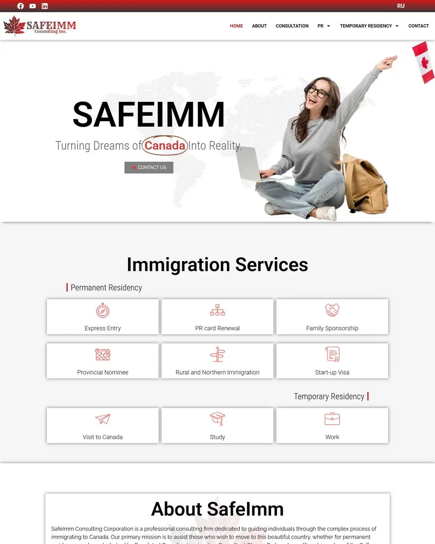 SafeImm website by Two Trees Studio