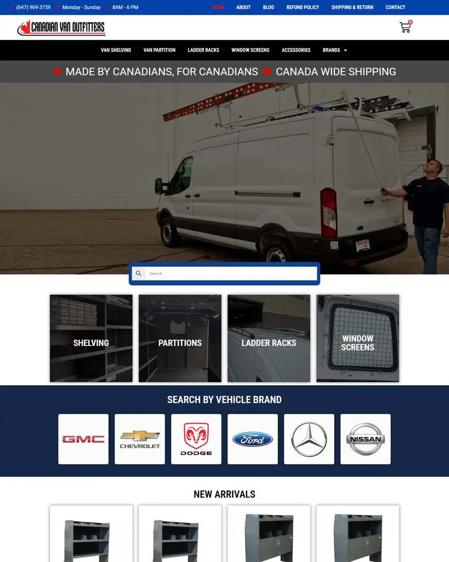 Canadian Van Outfitters website by Two Trees Studio