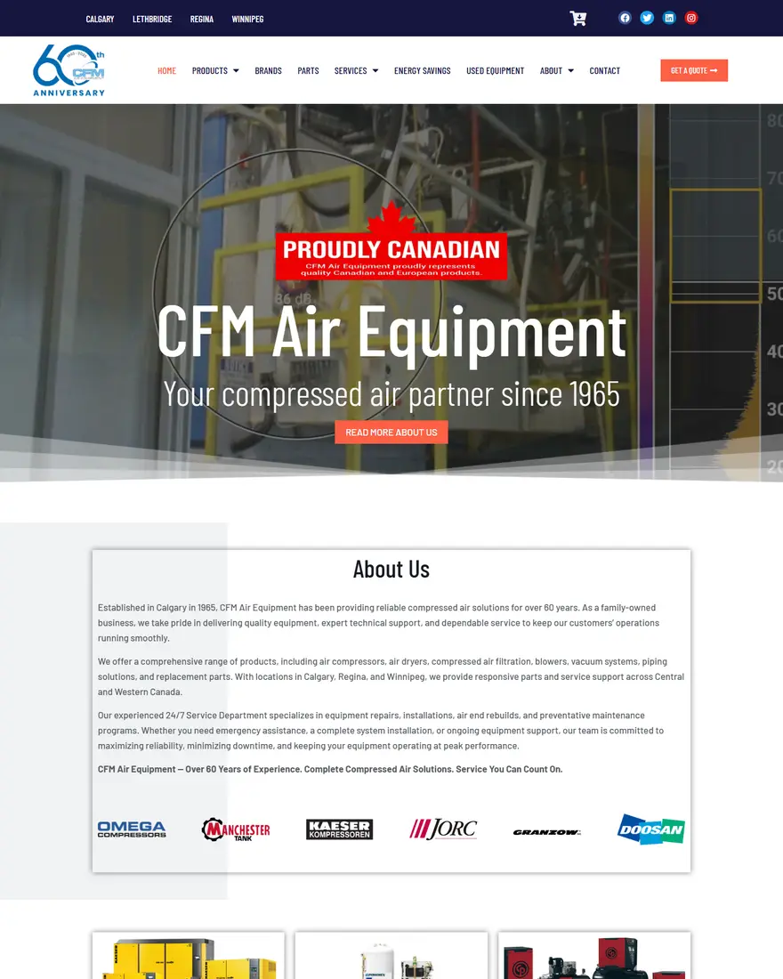 CFM Air Equipment website by Two Trees Studio