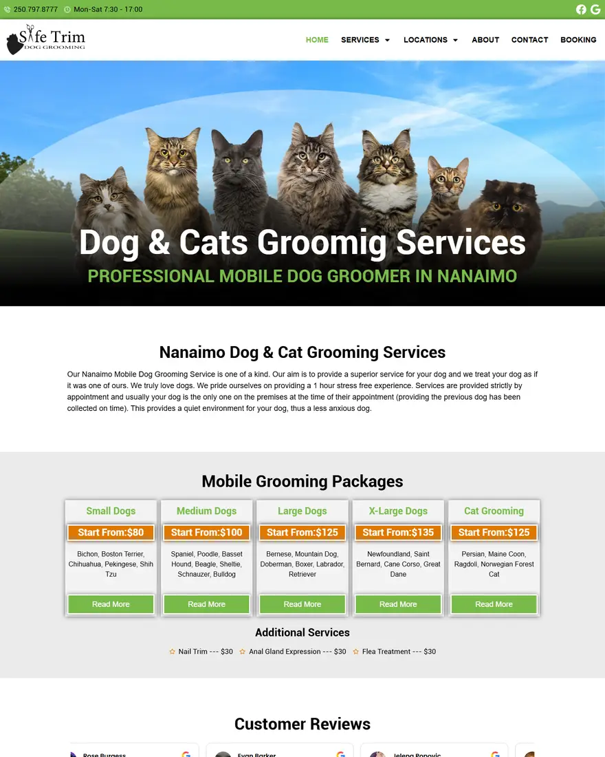 Nanaimo Grooming Services website by Two Trees Studio