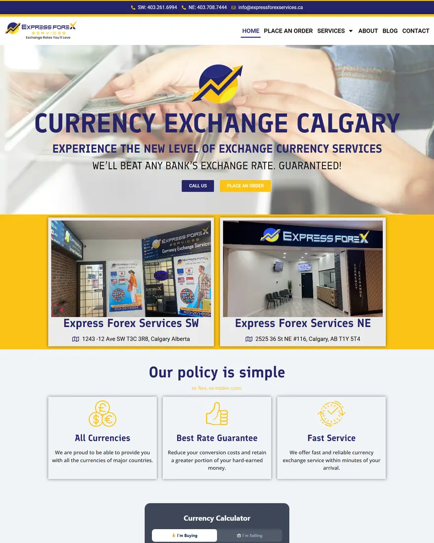 Express Forex Services website by Two Trees Studio