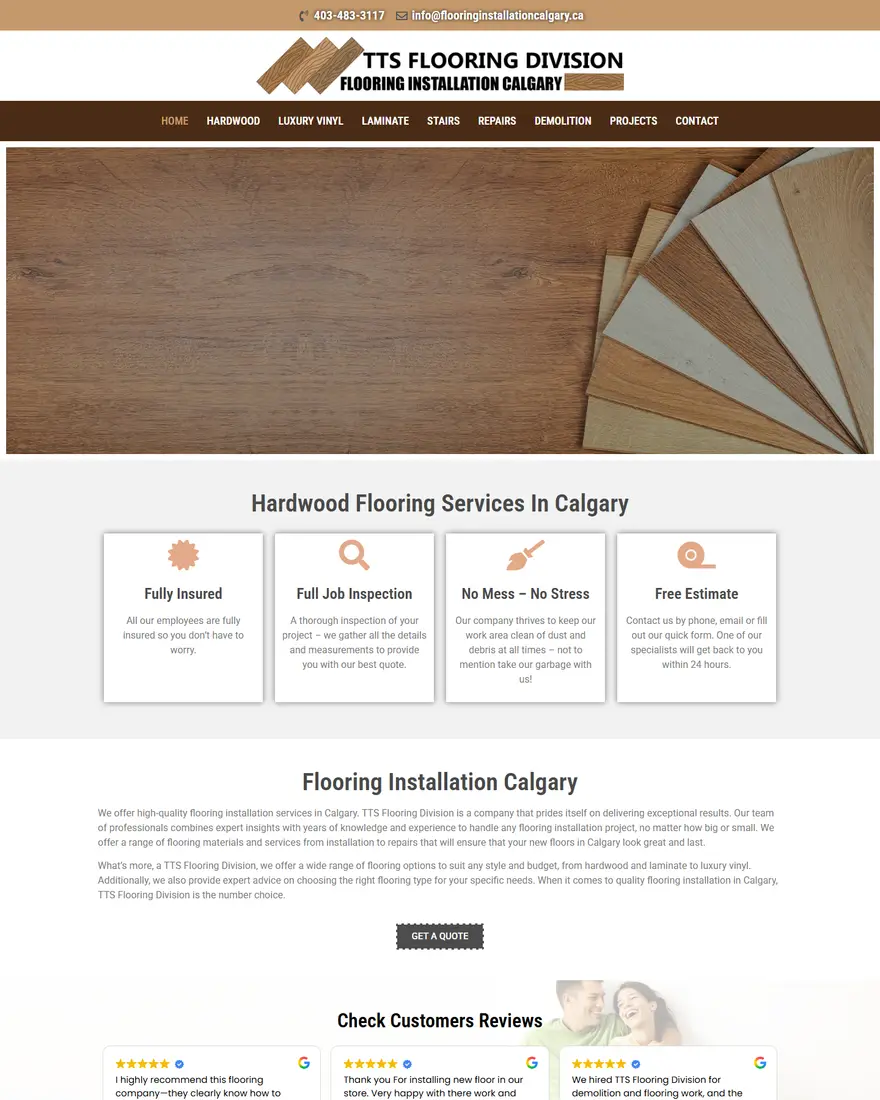 Flooring Installation Calgary website by Two Trees Studio