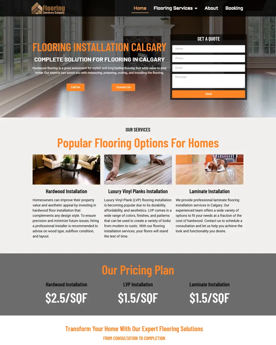 Flooring Services Calgary website by Two Trees Studio
