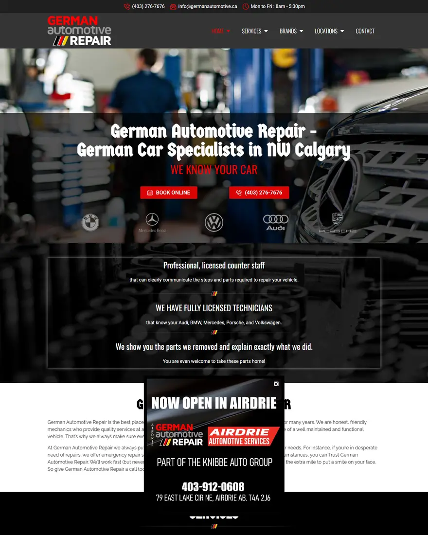 German Automotive Repair website by Two Trees Studio