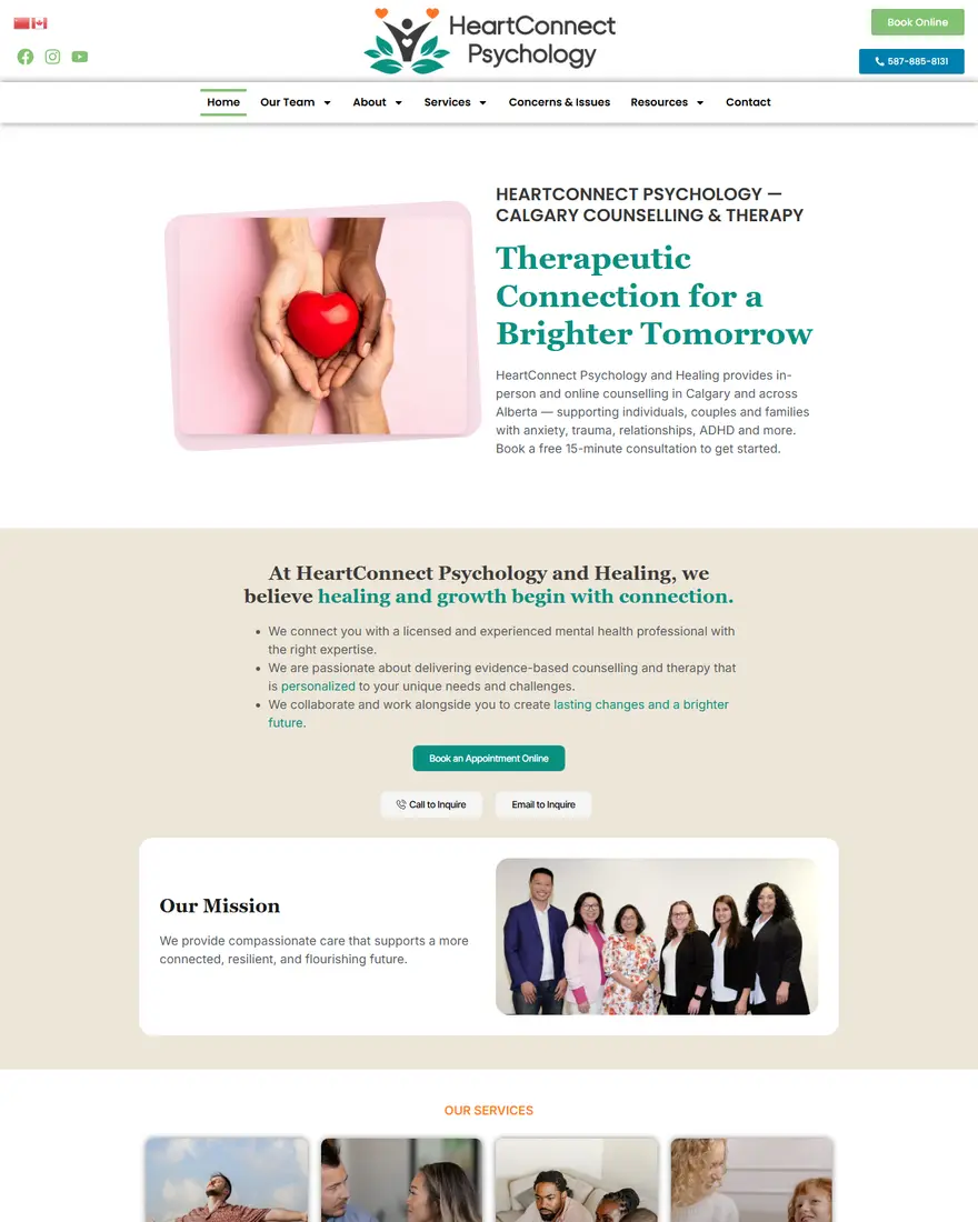HeartConnect Psychology website by Two Trees Studio