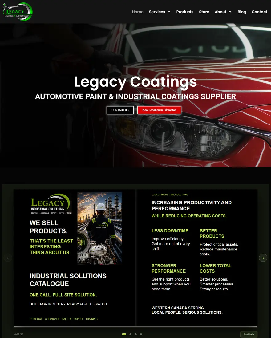 Legacy Coatings website by Two Trees Studio