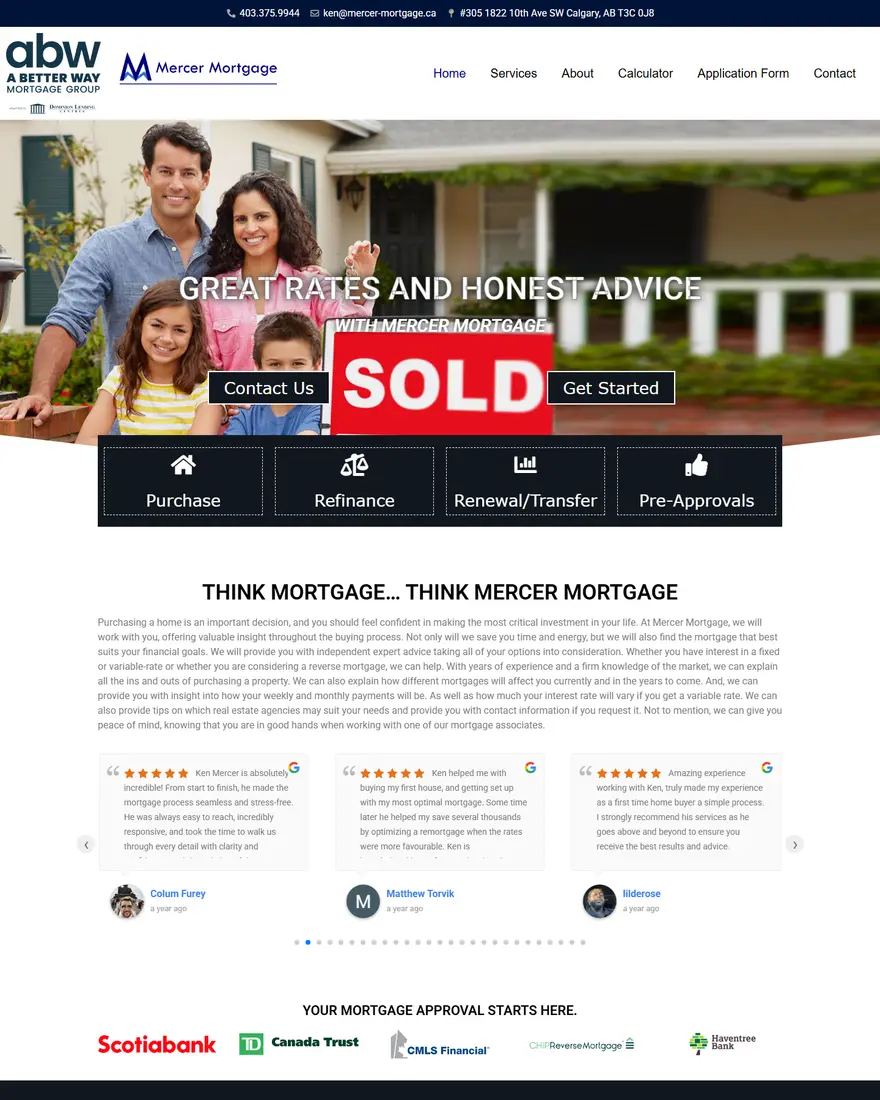 Mercer Mortgage website by Two Trees Studio