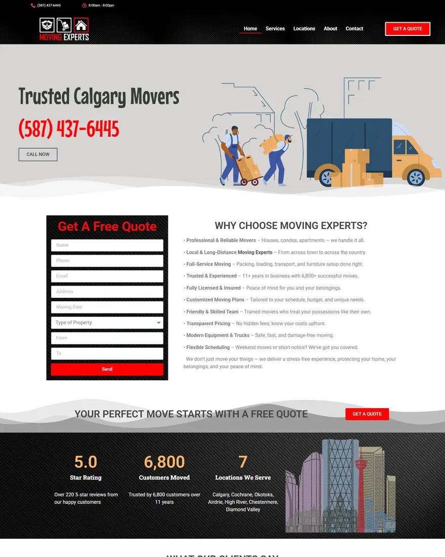 Moving Experts website by Two Trees Studio