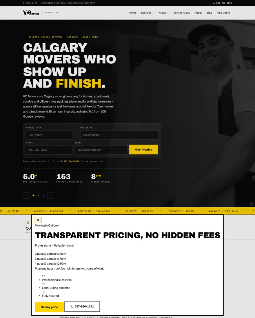 VC Movers website by Two Trees Studio