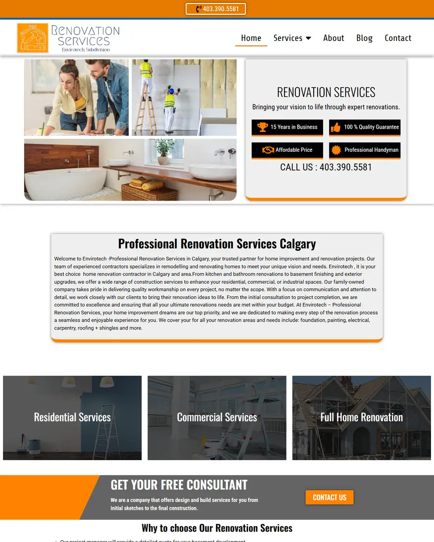 Professional Renovation Services website by Two Trees Studio