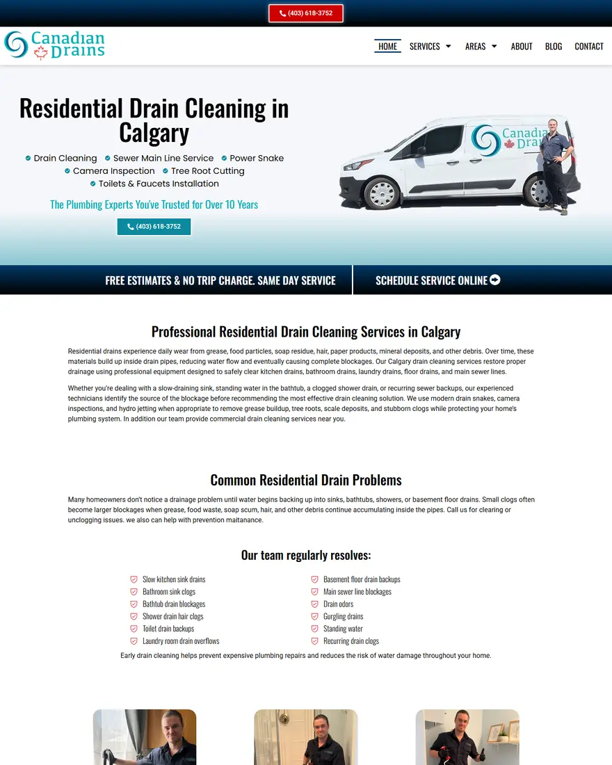 Canadian Drains website by Two Trees Studio