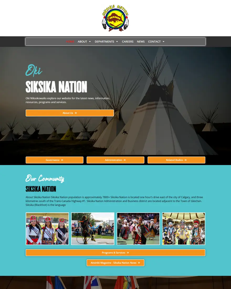 Siksika Nation website by Two Trees Studio