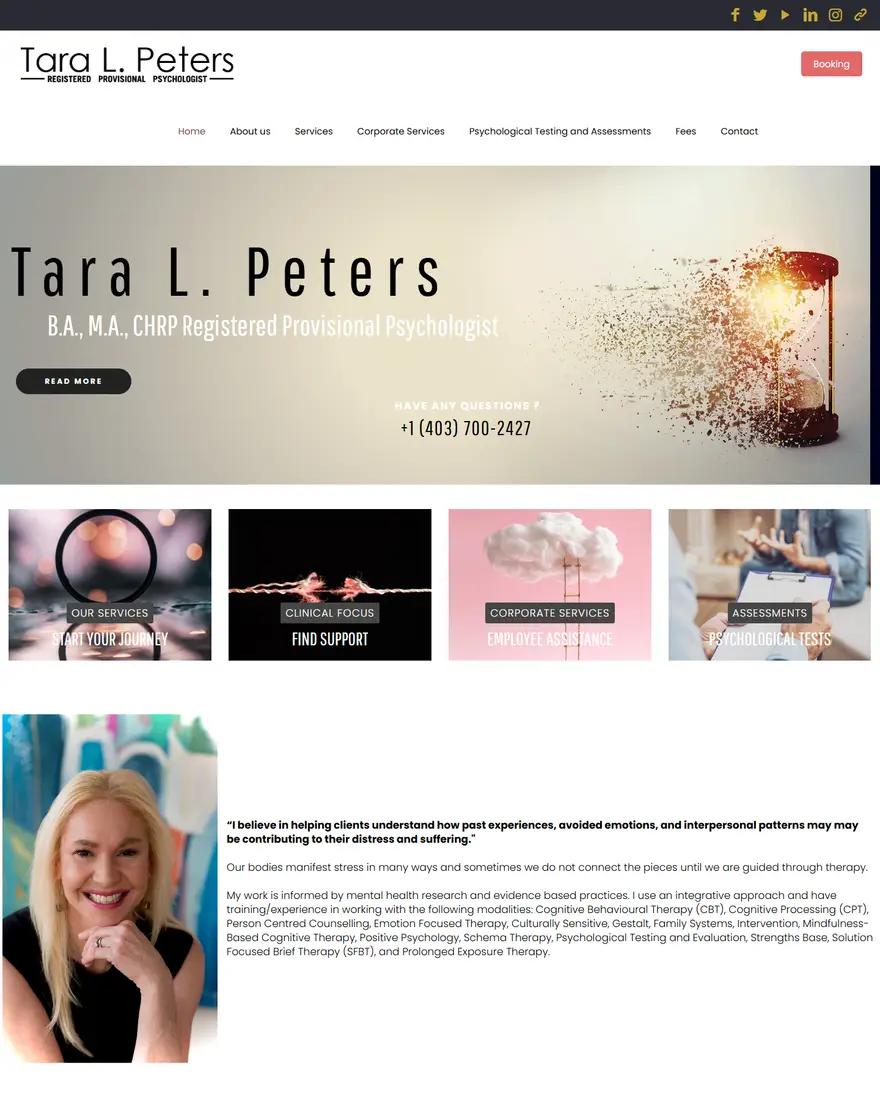 Tara L. Peters Therapy website by Two Trees Studio