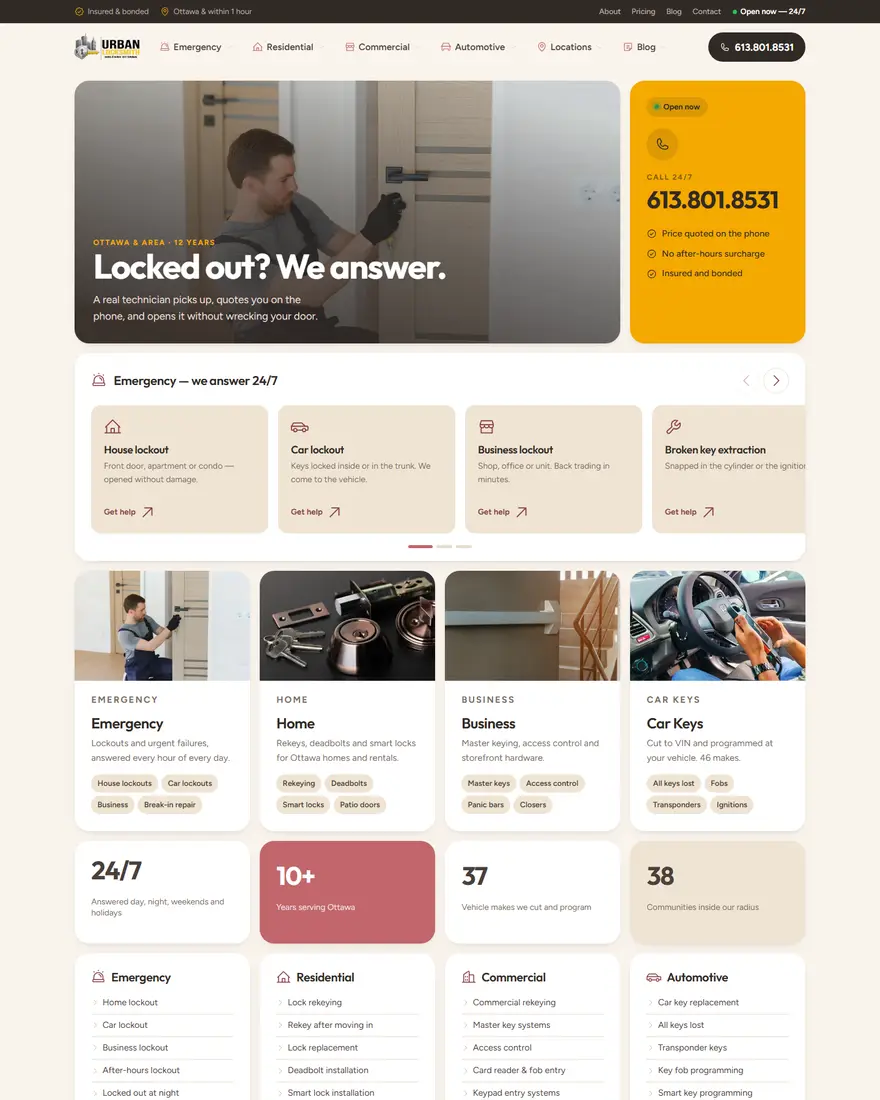 Urban Locksmith website by Two Trees Studio