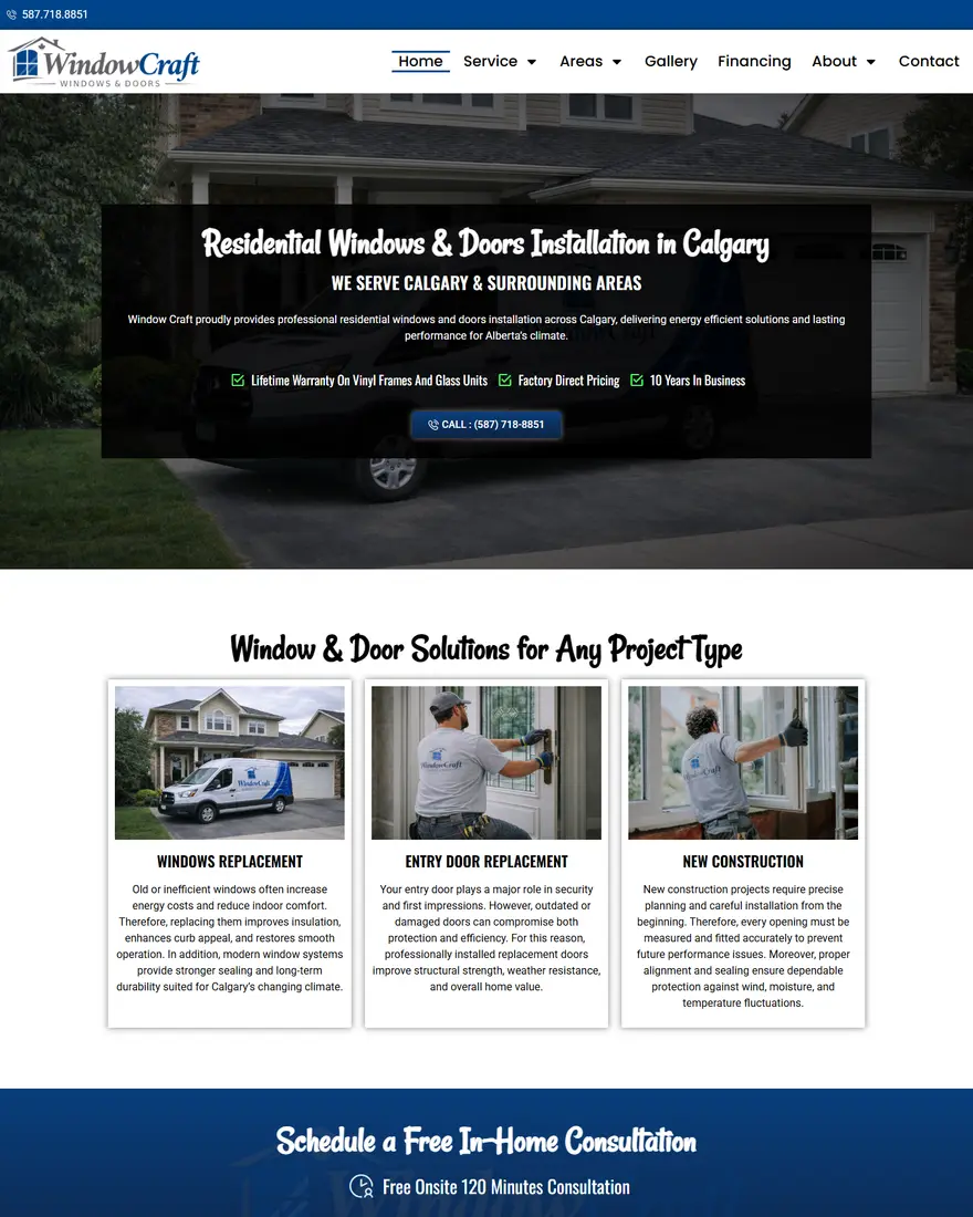 Window Craft website by Two Trees Studio